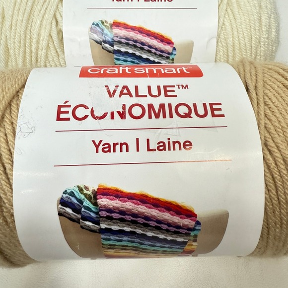 Craft Smart Value Yarn 4 Skeins Acrylic Taupe‎ Off White Gray Turquoise - Picture 2 of 11